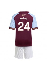 Fotbalové Dres Aston Villa Amadou Onana #24 Dětské Domácí Oblečení 2025-26 Krátký Rukáv (+ trenýrky)